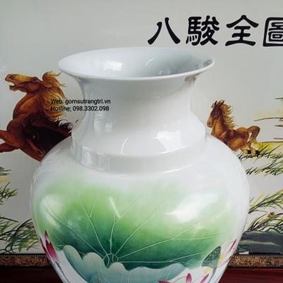 Bình cắm hoa họa tiết Hoa Sen Cá - quà tặng cao cấp